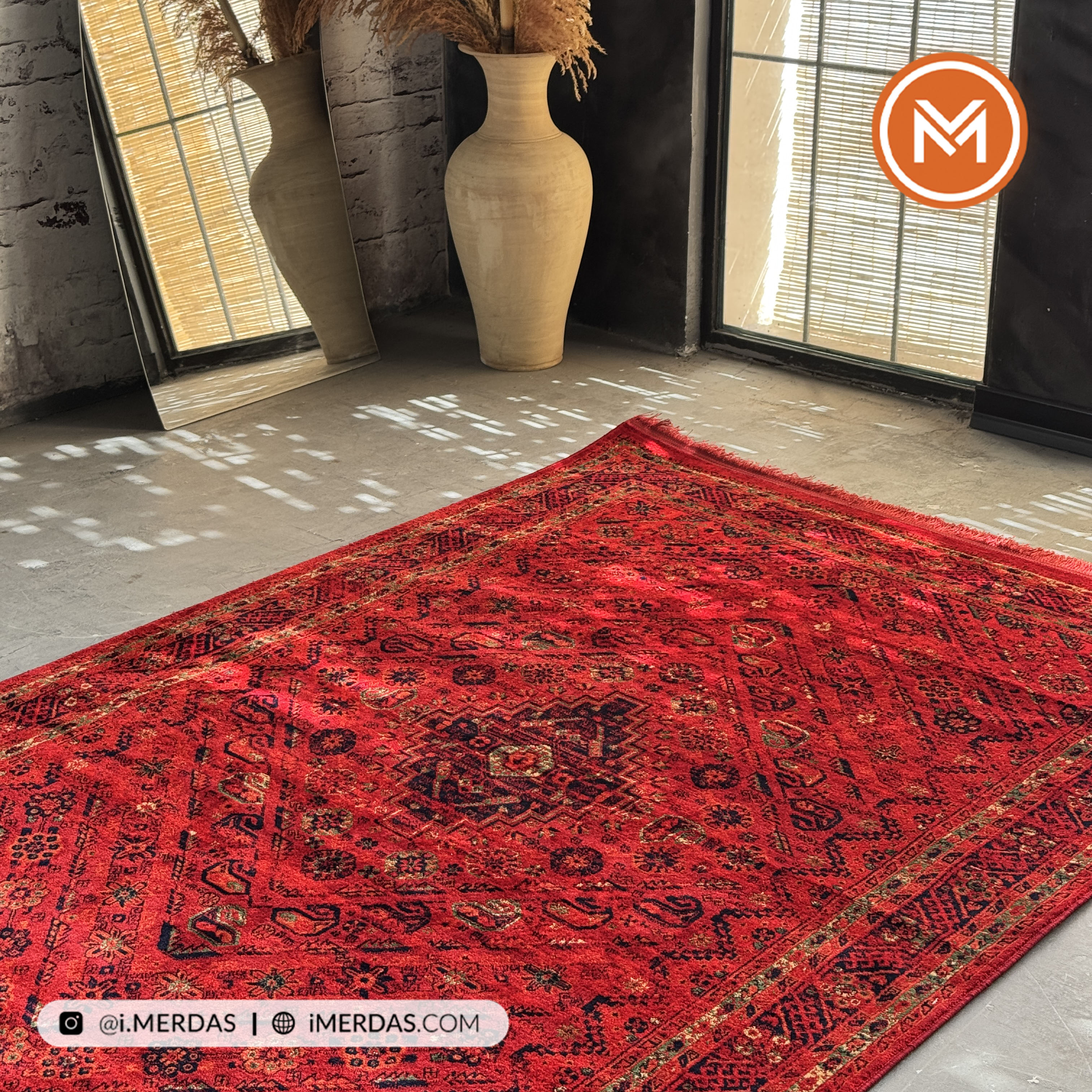 فرش گبه هرمس کد 6026 زمینه لاکی